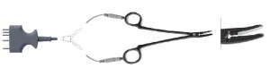 ThermoStapler®, kleszczyki do bipolarnego zamykania naczyń, zagięte, gładkie, dł.16 cm, z kablem 3m, wtyk SDS (801-16S)