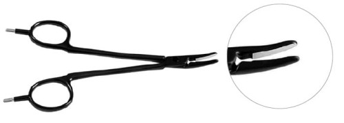 ThermoStapler® kleszczyki do bipolarnego zamykania naczyń, zagięte, gładkie długość 16 cm
